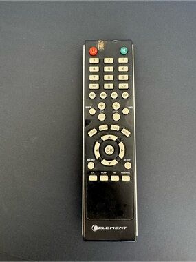 Element Black TV Remote with Red Power & Green Mute Buttons